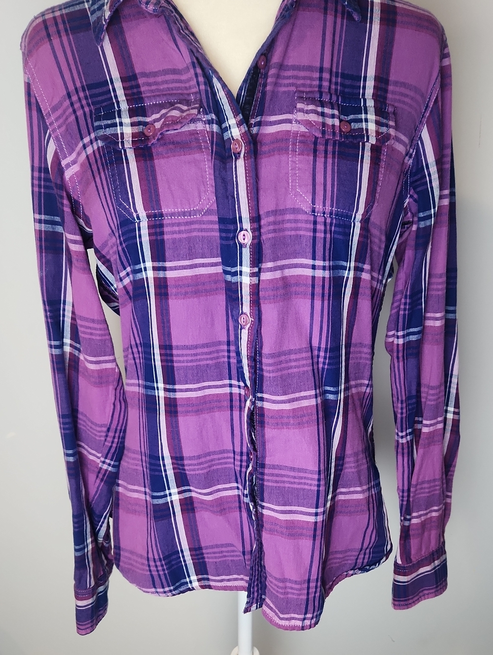Kuhl Purple Plaid Long-Sleeve Button-Down Flannel